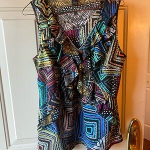 Multicolor Geometric Pattern Women's Top